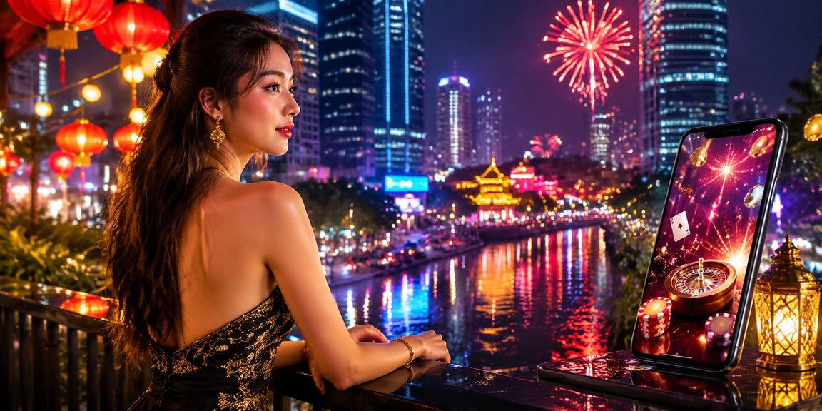 Người dùng trẻ tại Hà Nội dùng điện thoại tham gia sự kiện casino trực tuyến trong không khí lễ hội