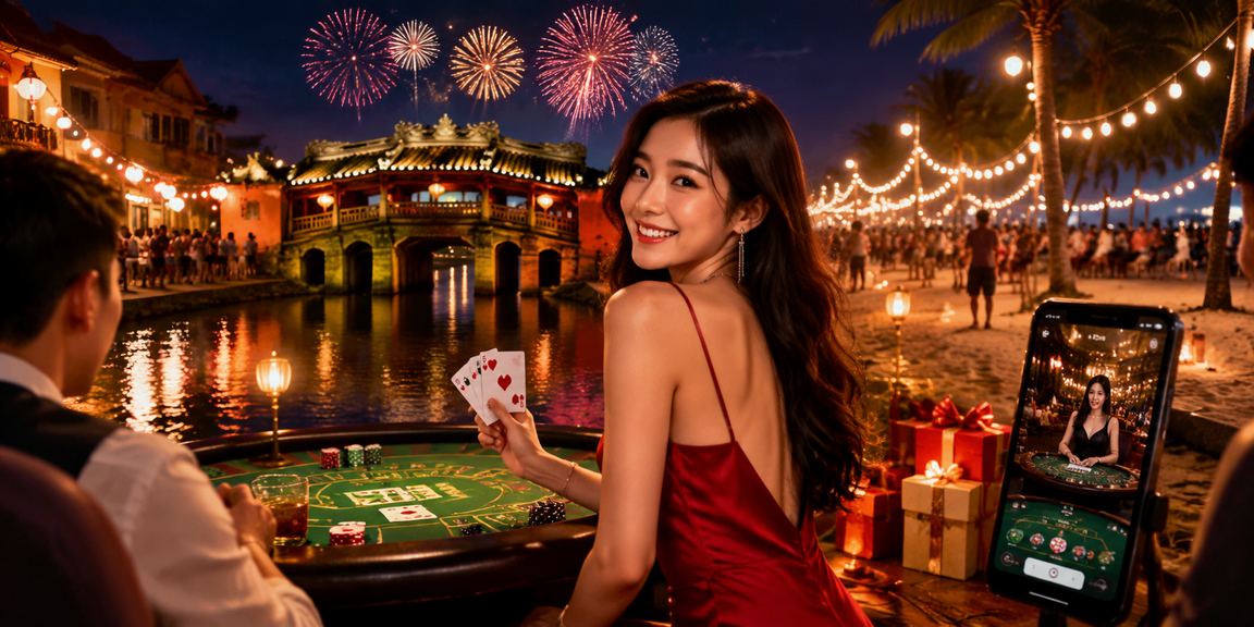 Đèn lồng chợ đêm Hội An tạo không khí tương tự sòng bài live casino trực tuyến