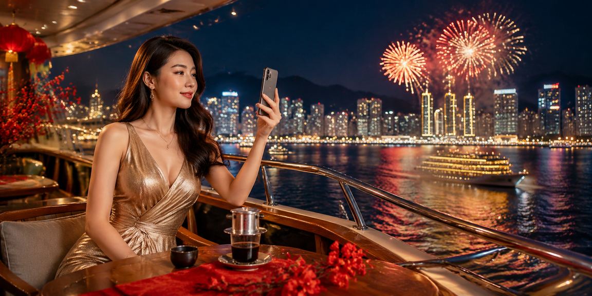 Người chơi VIP thưởng thức cà phê tại Nha Trang bên cạnh giao diện jackpot trên điện thoại
